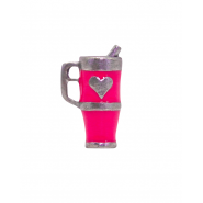 Neon Pink Heart Tumbler - Hand Painted #6604HPNP Neon Pink Heart Tumbler - Hand Painted #6604HPNP